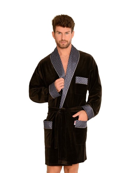 Bonjur bathrobe male short with collar, De Lafense 772