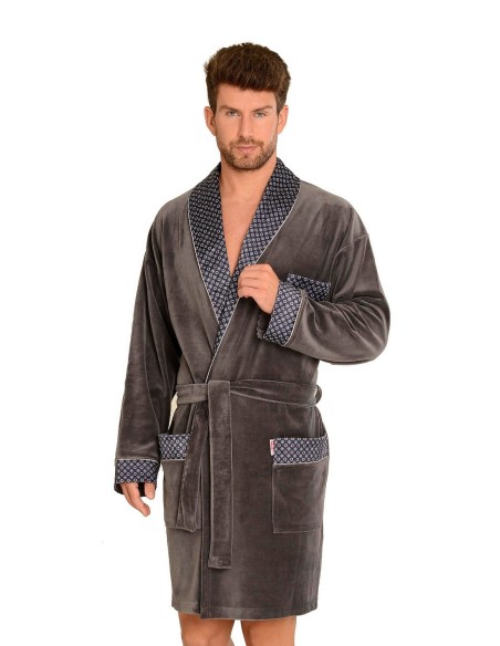 Bonjur bathrobe male short with collar, De Lafense 772