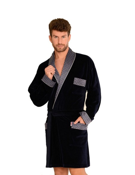 Bonjur bathrobe male short with collar, De Lafense 772