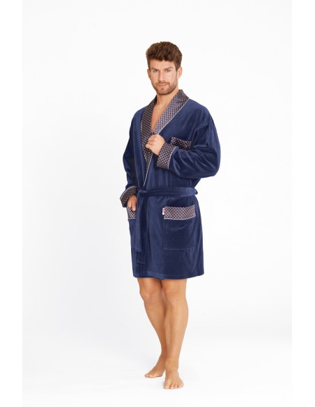 Bonjur bathrobe male short with collar, De Lafense 772