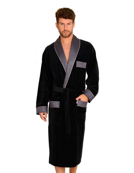Bonjur bathrobe male long with collar, De Lafense 773