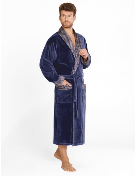 Bonjur bathrobe male long with collar, De Lafense 773