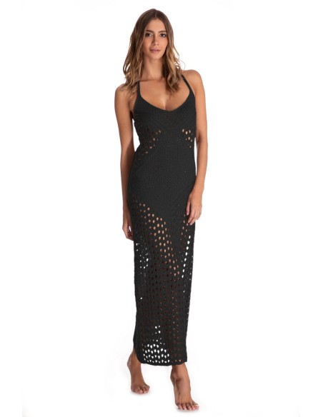 Ażurowa sukienka maxi wiązana na szyi Primo