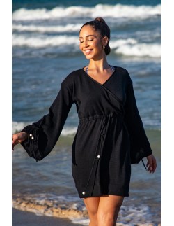 Sukienka kopertowa w stylu boho x fobya czarna Primo