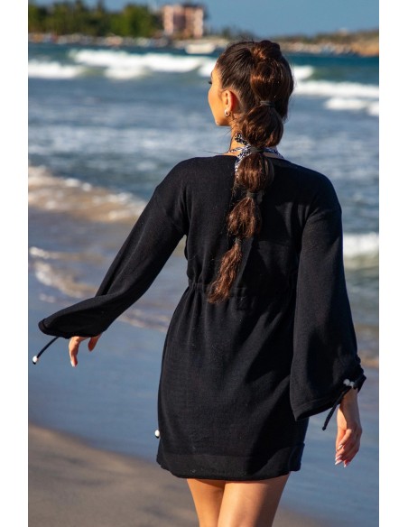 Sukienka kopertowa w stylu boho x fobya czarna Primo