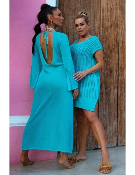 Długa sukienka ażurowa z dekoltem na plecach z...