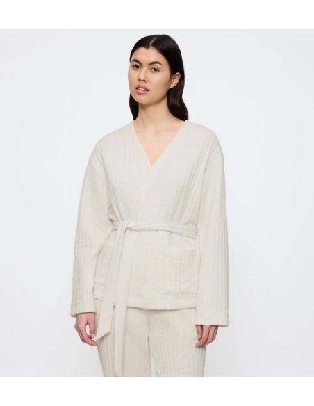 Cozy comfort robe top quilted light grey melange Triumph