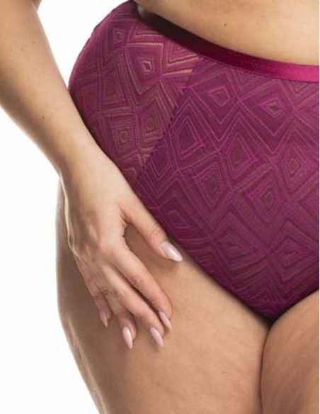 Koronkowe figi damskie wysoki stan Nessa Joanna N02 amarant