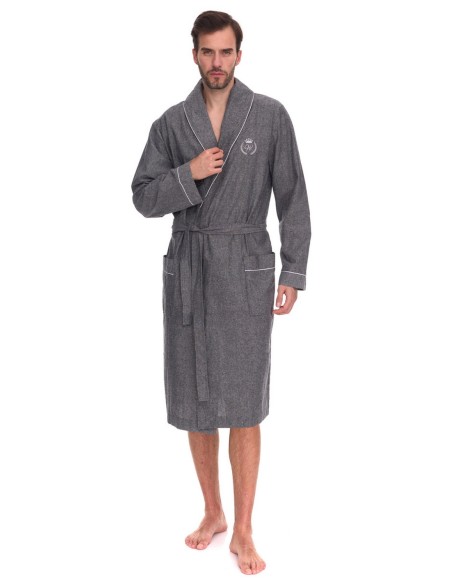 Bawełniany męski szlafrok męski 2532 L&L, komfortowy materiał