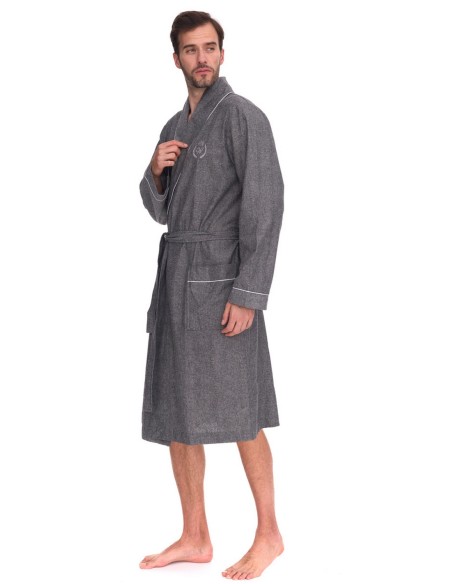 Bawełniany męski szlafrok męski 2532 L&L, komfortowy materiał