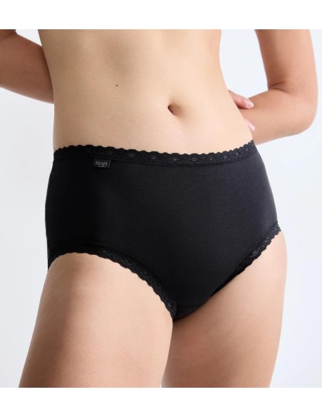 24/7 cotton lace midi black Sloggi