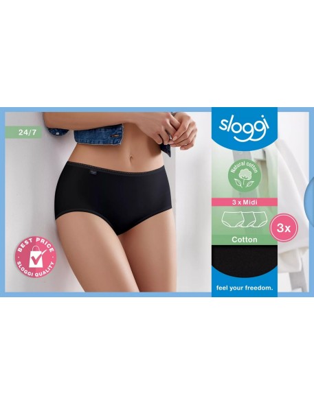 24/7 cotton midi c3p black Sloggi