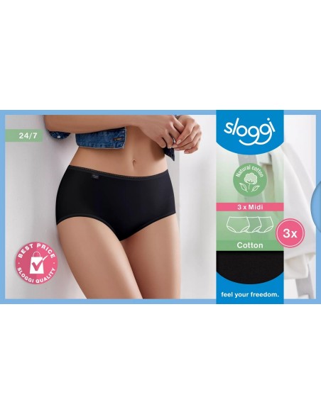 24/7 cotton midi c3p black Sloggi