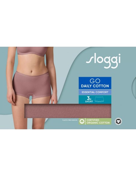 go daily cotton short 3p cacao Sloggi