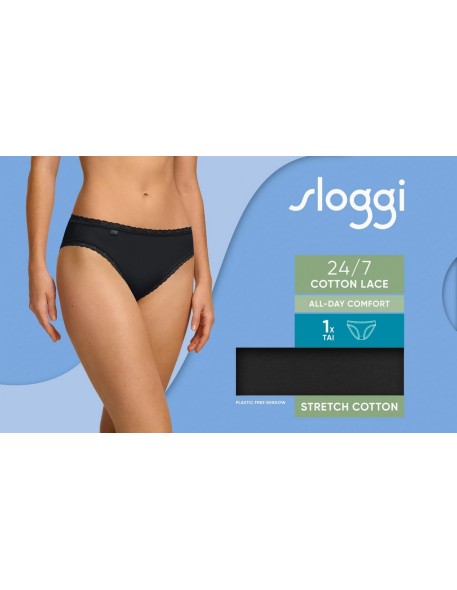 24/7 cotton lace tai black Sloggi