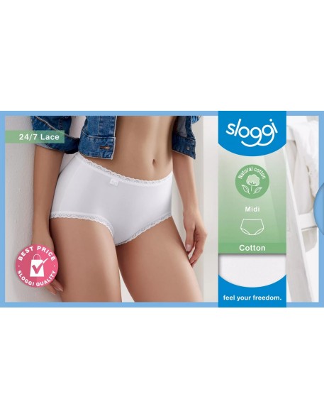 24/7 cotton lace midi white Sloggi