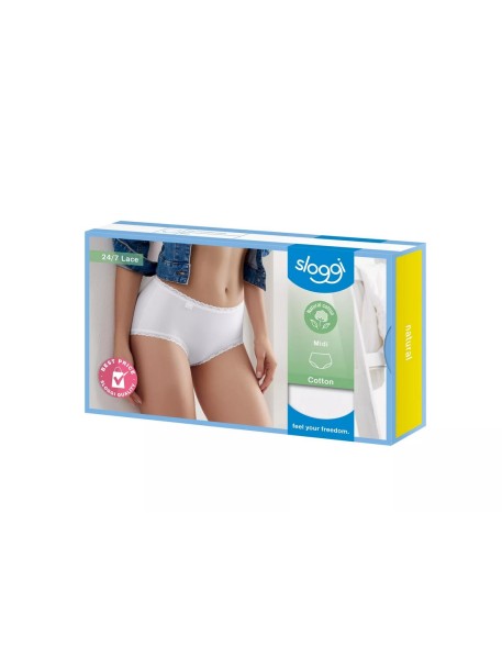 24/7 cotton lace midi white Sloggi