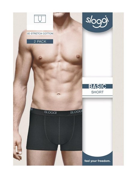 men basic short 2p black Sloggi