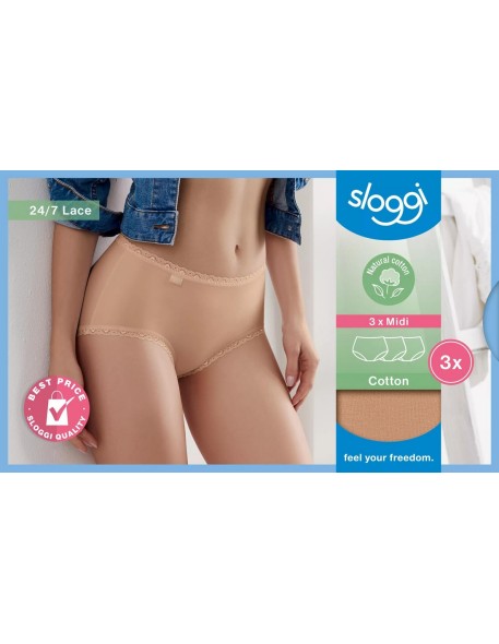 24/7 cotton lace midi c3p brush Sloggi