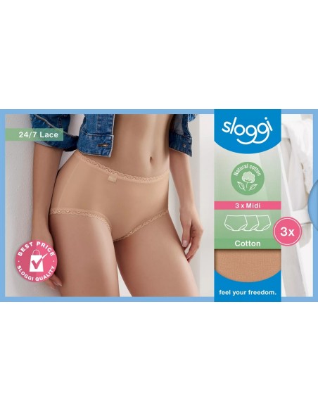 24/7 cotton lace midi c3p brush Sloggi