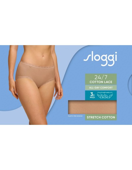 24/7 cotton lace midi c3p brush Sloggi