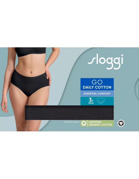 go daily cotton midi 3p black Sloggi