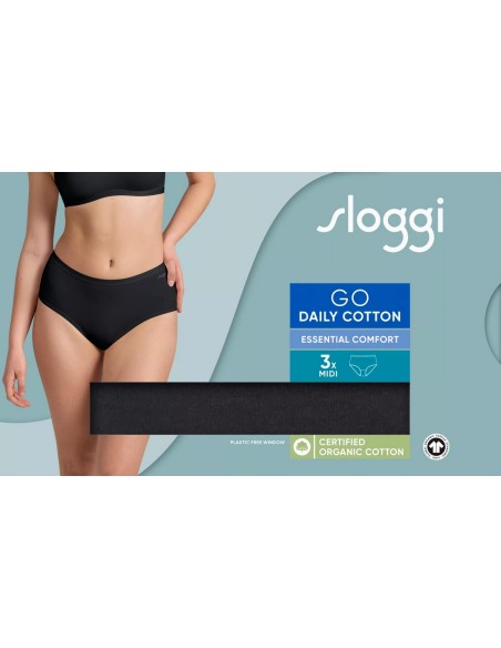 go daily cotton midi 3p black Sloggi