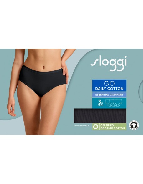 go daily cotton midi 3p black Sloggi