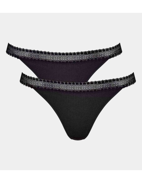 go ribbed r tanga c2p black Sloggi