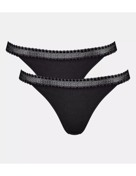 go ribbed r tanga c2p black Sloggi