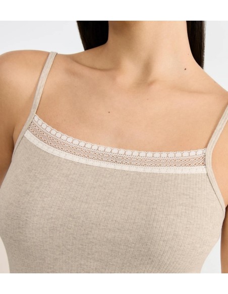 go ribbed spaghetti top grey combination Sloggi