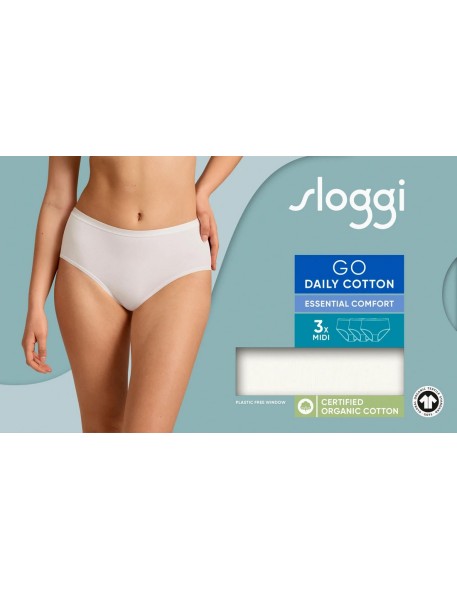 go daily cotton midi 3p silk white Sloggi
