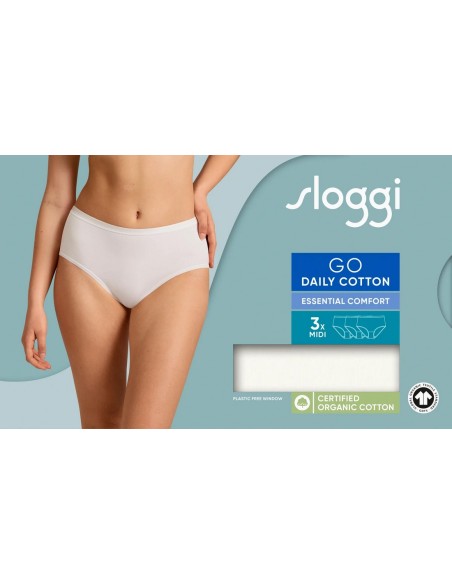 go daily cotton midi 3p silk white Sloggi