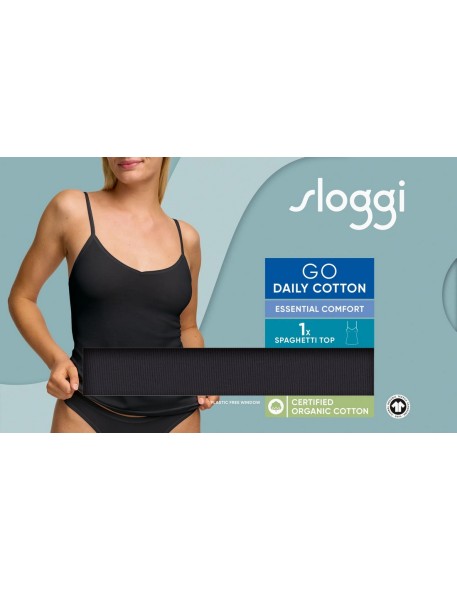 go daily cotton spaghetti top black Sloggi