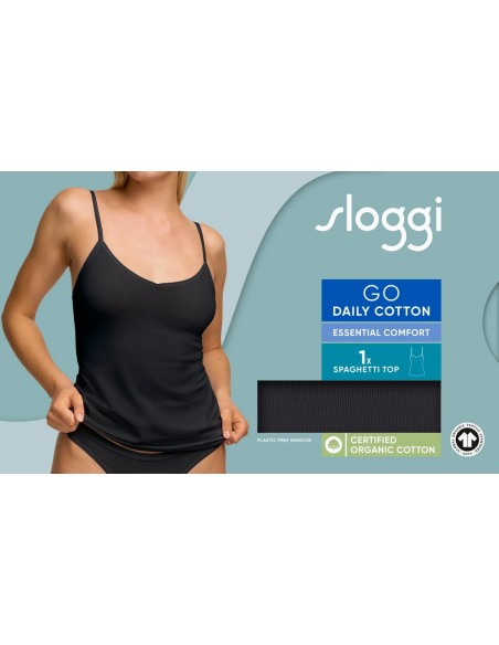 go daily cotton spaghetti top black Sloggi