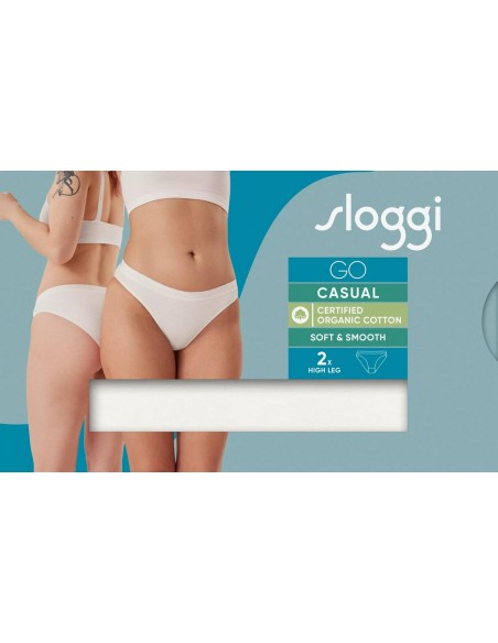go casual high leg 2p silk white Sloggi