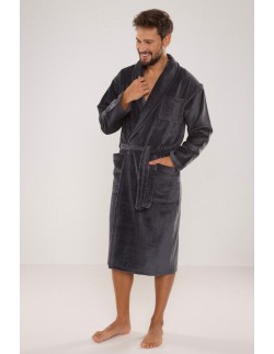 Twin frotte szlafrok męski długi z kołnierzem, De Lafense...