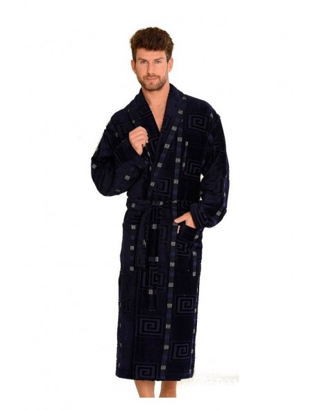 Twin frotte bathrobe male long with collar, De Lafense 803