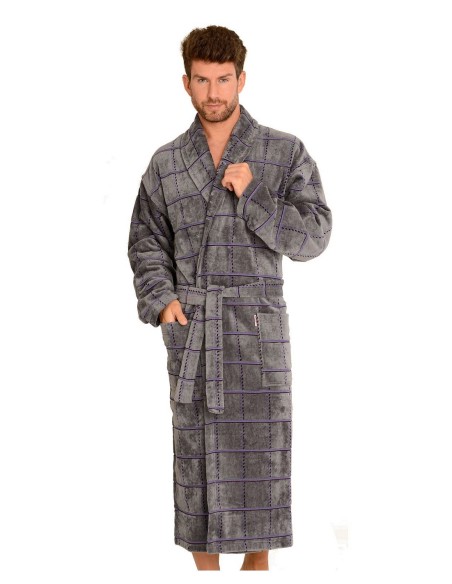 Twin frotte szlafrok męski długi z kołnierzem, De Lafense 803