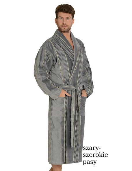 Twin frotte szlafrok męski długi z kołnierzem,...