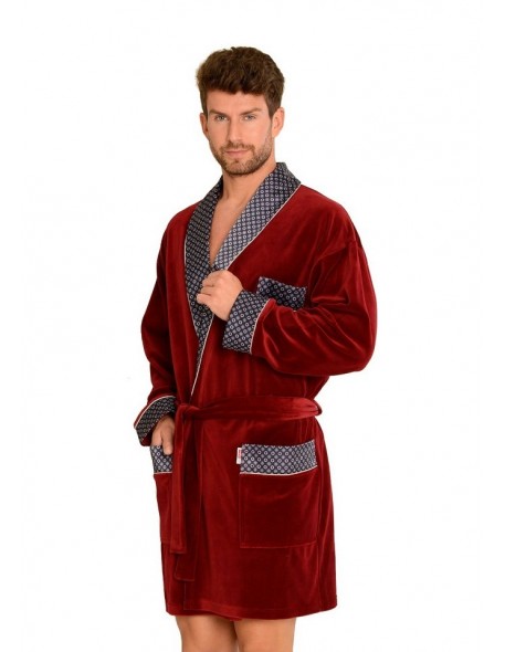 Bonjur bathrobe male short with collar, De Lafense 772