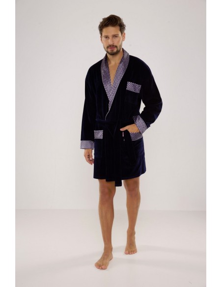 Bonjur bathrobe male short with collar, De Lafense 772
