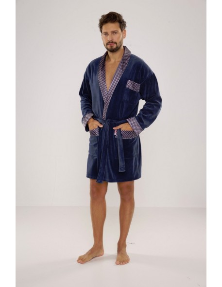 Bonjur bathrobe male short with collar, De...