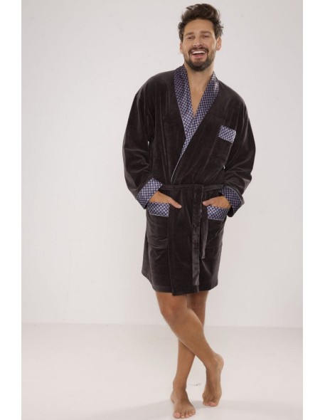 Bonjur bathrobe male short with collar, De...