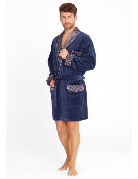 Bonjur bathrobe male short with collar, De Lafense 772