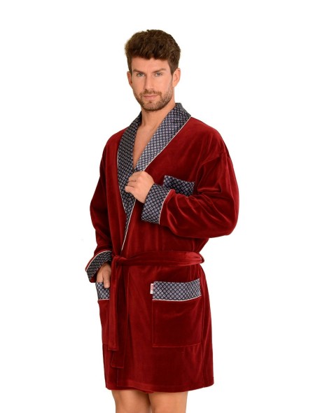 Bonjur bathrobe male short with collar, De...