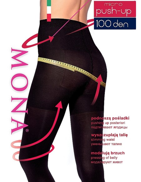Tights micro push-up 100 den 2-4 Mona