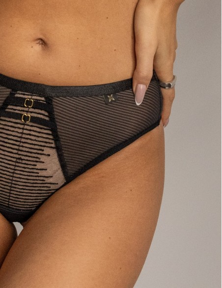 Majtki brazyliany Krisline Choice z czarnej koronki