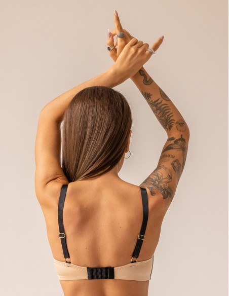 Biustonosz push up Krisline Oriental beżowy z czarnym wykończeniem