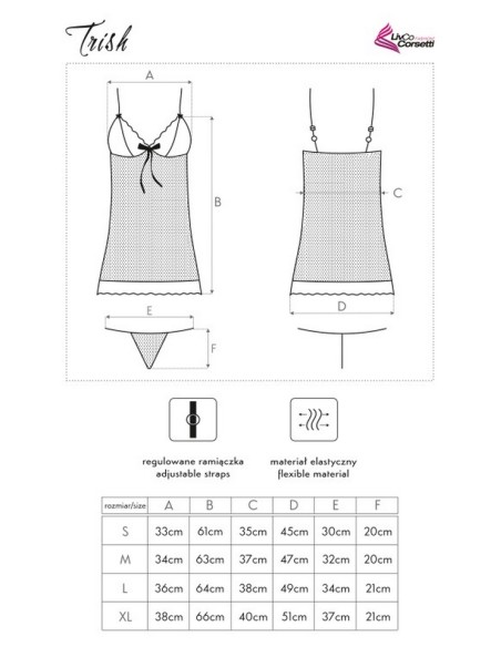 Trish t-shirt night with thongs black, Livia Corsetti lc 90030